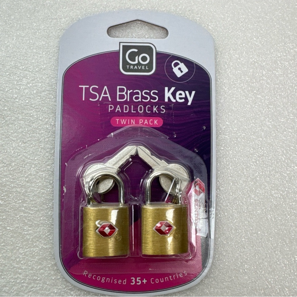 Go Travel TSA Brass Key Padlocks Twin Pack , for Luggage and Travel